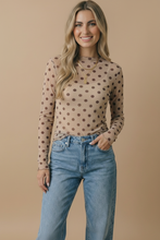 Load image into Gallery viewer, High Neck Polka Dot Merrow Hem Mesh Top