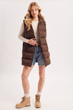 Load image into Gallery viewer, KEHLANI HOODED ZIPPER DOWN LONGLINE PUFFER VEST