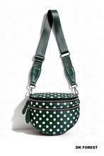 Load image into Gallery viewer, Polka Dot Double Zip Crescent Sling Bum Bag