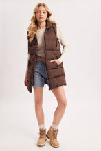 Load image into Gallery viewer, KEHLANI HOODED ZIPPER DOWN LONGLINE PUFFER VEST