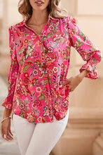 Load image into Gallery viewer, Eliana Strawberry Pink Floral Print Smocked Cuff Puff Sleeve Shirt