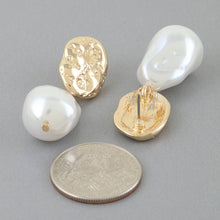 Load image into Gallery viewer, Abstract Pearl Stone Drop Earrings