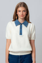 Load image into Gallery viewer, Sara Denim Collar Knit Sweater Top - Simply Susan’s