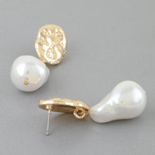 Load image into Gallery viewer, Abstract Pearl Stone Drop Earrings