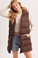 Load image into Gallery viewer, KEHLANI HOODED ZIPPER DOWN LONGLINE PUFFER VEST