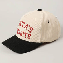 Load image into Gallery viewer, Santa's Favorite Glitter Text 5 Panel Corduroy Cap - Simply Susan’s