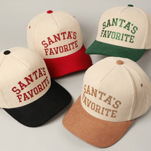 Load image into Gallery viewer, Santa's Favorite Glitter Text 5 Panel Corduroy Cap - Simply Susan’s