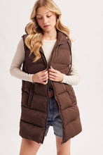 Load image into Gallery viewer, KEHLANI HOODED ZIPPER DOWN LONGLINE PUFFER VEST