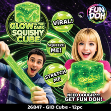 Load image into Gallery viewer, Fun Doh Glow in the Dark Squishy Sparkle Cube