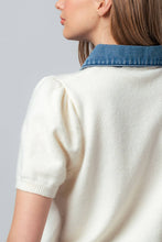 Load image into Gallery viewer, Sara Denim Collar Knit Sweater Top - Simply Susan’s