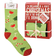 Load image into Gallery viewer, A White Christmas Box Sign And Sock Set