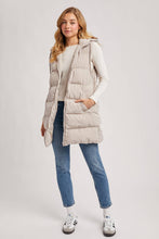 Load image into Gallery viewer, KEHLANI HOODED ZIPPER DOWN LONGLINE PUFFER VEST