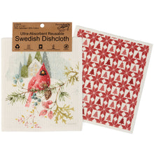 Load image into Gallery viewer, Winter Cardinal Swedish Dishcloth Set