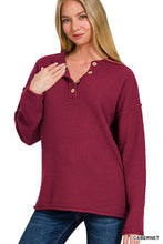 Load image into Gallery viewer, 4 Buttons Henley Neckline Basic Sweater