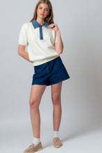 Load image into Gallery viewer, Sara Denim Collar Knit Sweater Top - Simply Susan’s