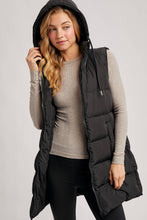 Load image into Gallery viewer, KEHLANI HOODED ZIPPER DOWN LONGLINE PUFFER VEST