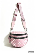 Load image into Gallery viewer, Polka Dot Double Zip Crescent Sling Bum Bag