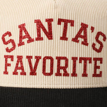 Load image into Gallery viewer, Santa's Favorite Glitter Text 5 Panel Corduroy Cap - Simply Susan’s