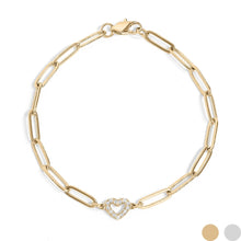 Load image into Gallery viewer, 18K Gold PVD Stainless Steel "Heart" Paperclip Bracelet