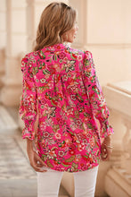 Load image into Gallery viewer, Eliana Strawberry Pink Floral Print Smocked Cuff Puff Sleeve Shirt