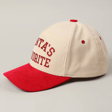 Load image into Gallery viewer, Santa's Favorite Glitter Text 5 Panel Corduroy Cap - Simply Susan’s