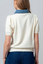 Load image into Gallery viewer, Sara Denim Collar Knit Sweater Top - Simply Susan’s
