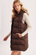 Load image into Gallery viewer, KEHLANI HOODED ZIPPER DOWN LONGLINE PUFFER VEST