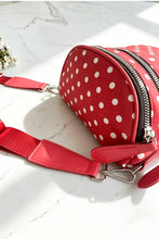 Load image into Gallery viewer, Polka Dot Double Zip Crescent Sling Bum Bag