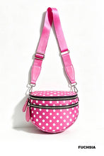 Load image into Gallery viewer, Polka Dot Double Zip Crescent Sling Bum Bag