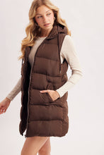 Load image into Gallery viewer, KEHLANI HOODED ZIPPER DOWN LONGLINE PUFFER VEST