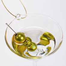Load image into Gallery viewer, Glass Olive Martini Ornament