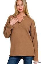 Load image into Gallery viewer, 4 Buttons Henley Neckline Basic Sweater