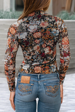 Load image into Gallery viewer, Lillian Floral Long Sleeve High Neck Sheath Mesh Blouse