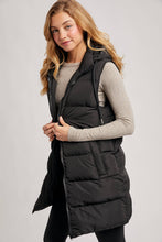 Load image into Gallery viewer, KEHLANI HOODED ZIPPER DOWN LONGLINE PUFFER VEST