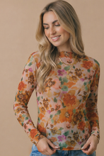 Load image into Gallery viewer, Plus Floral Mesh Frilled Merrow Hem Top