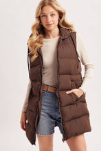 Load image into Gallery viewer, KEHLANI HOODED ZIPPER DOWN LONGLINE PUFFER VEST