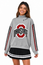 Load image into Gallery viewer, Ohio State Mock Neck Sequin Stripe Sweatshirt