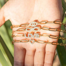 Load image into Gallery viewer, 18K Gold PVD Stainless Steel "Heart" Paperclip Bracelet