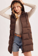 Load image into Gallery viewer, KEHLANI HOODED ZIPPER DOWN LONGLINE PUFFER VEST