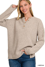 Load image into Gallery viewer, 4 Buttons Henley Neckline Basic Sweater