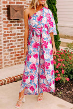 Load image into Gallery viewer, Nora Floral One Shoulder Belted Jumpsuit