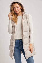 Load image into Gallery viewer, KEHLANI HOODED ZIPPER DOWN LONGLINE PUFFER VEST