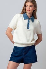 Load image into Gallery viewer, Sara Denim Collar Knit Sweater Top - Simply Susan’s