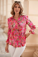 Load image into Gallery viewer, Eliana Strawberry Pink Floral Print Smocked Cuff Puff Sleeve Shirt