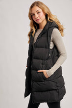 Load image into Gallery viewer, KEHLANI HOODED ZIPPER DOWN LONGLINE PUFFER VEST
