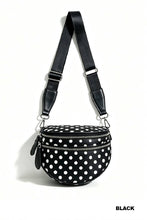 Load image into Gallery viewer, Polka Dot Double Zip Crescent Sling Bum Bag