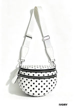 Load image into Gallery viewer, Polka Dot Double Zip Crescent Sling Bum Bag