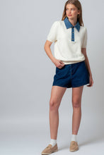 Load image into Gallery viewer, Sara Denim Collar Knit Sweater Top - Simply Susan’s