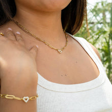 Load image into Gallery viewer, 18K Gold PVD Stainless Steel "Heart" Paperclip Bracelet