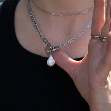 Load image into Gallery viewer, 18K Gold PVD Toggle Clasp Freshwater Pearl Charm Necklace